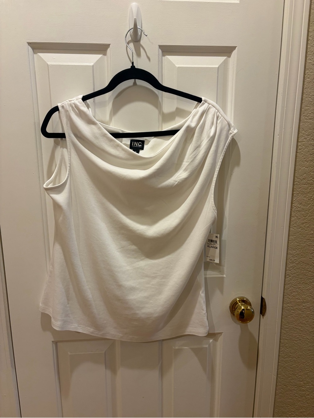 INC International Concepts White Cowl Neck Sleeveless Camisole